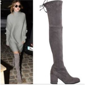Stuart Weitzman Charcoal Over-the-Knee Boots